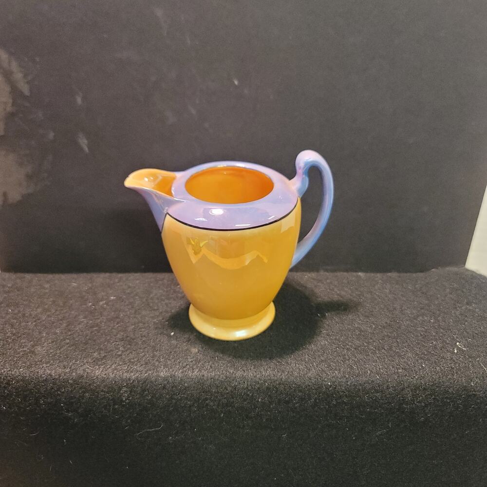 Takito Golden Orange Blue Lusterware Vintage Japanese Creamer Pitcher 4"